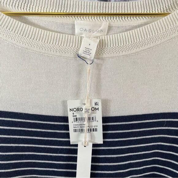 Caslon Blue White Striped Nautical Wool Blend Lightweight Sweater Size S NWT - Picture 10 of 10